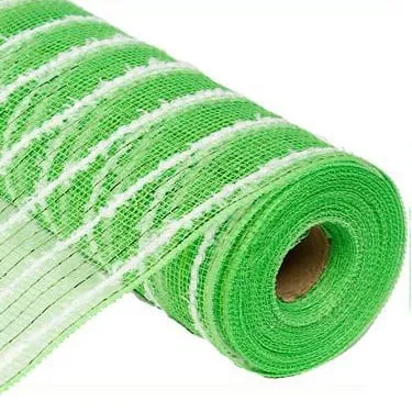 10.5" Snowdrift Poly Metallic Foil Mesh Lime Green White RY810066