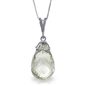 7 Carat 14K Solid White Gold Boundless Ocean Green Amethyst Necklace