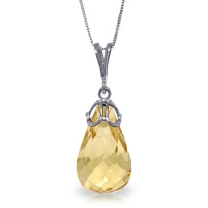 7 Carat 14K Solid White Gold Desires Flow Citrine Necklace