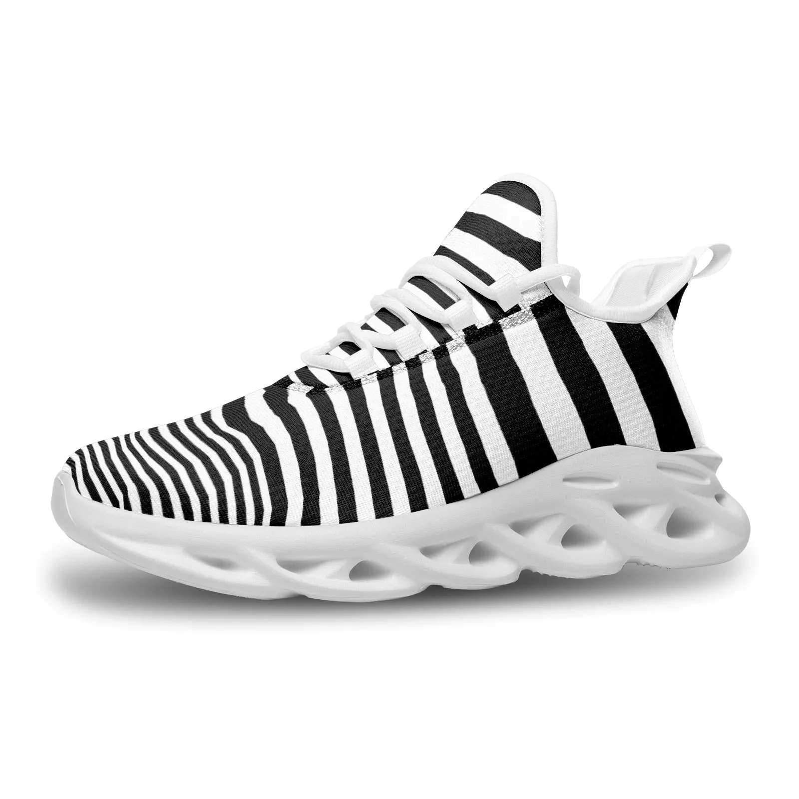 Abstract Zebra Unisex Bounce Mesh Knit Sneakers