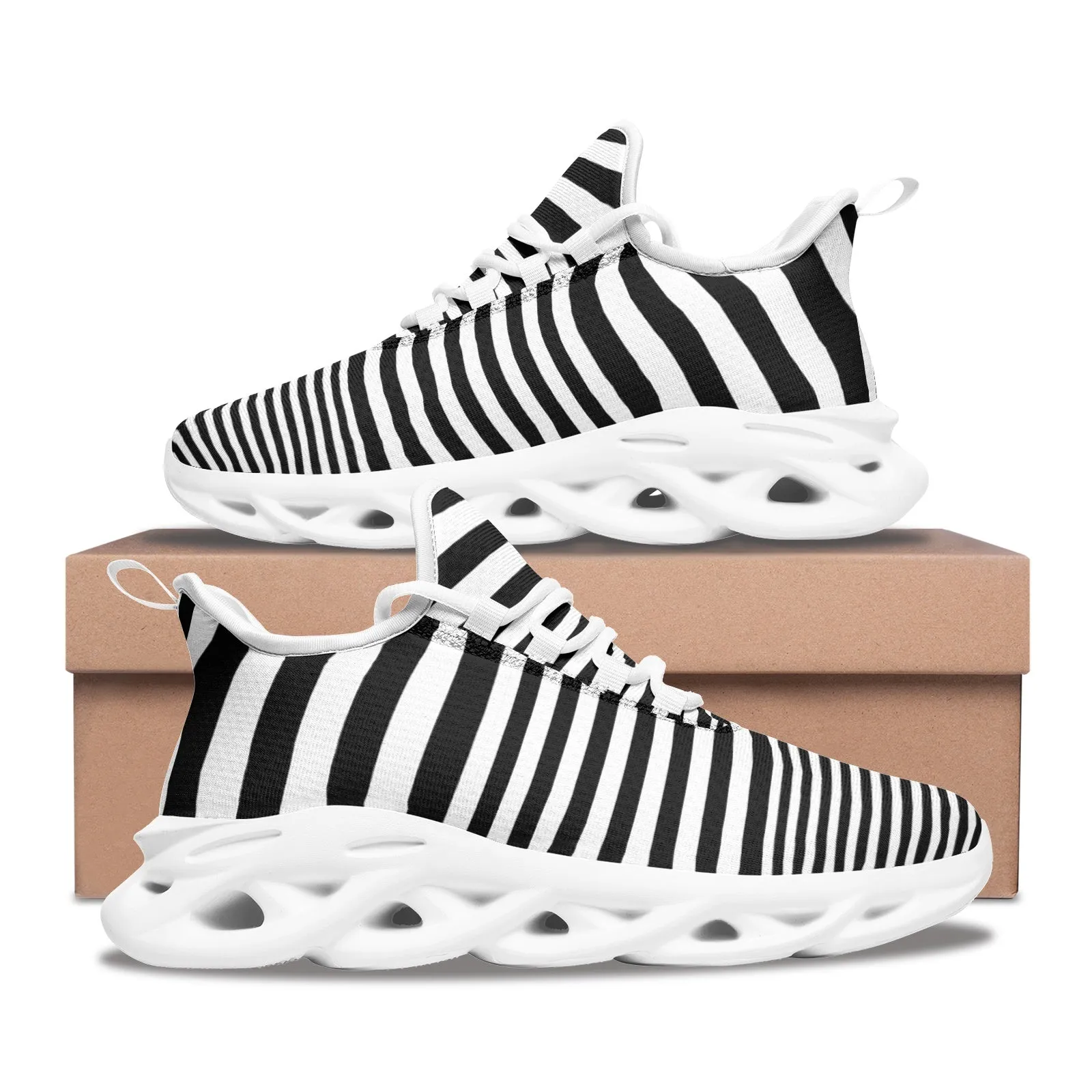 Abstract Zebra Unisex Bounce Mesh Knit Sneakers