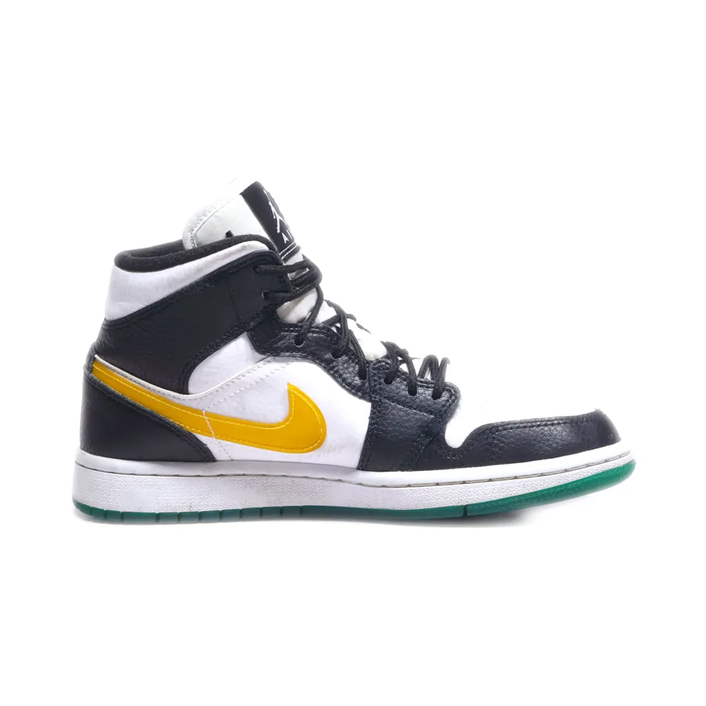 Air Jordan 1 Mid Alternate Swoosh High-Top Sneakers Leather Black Colour For Women