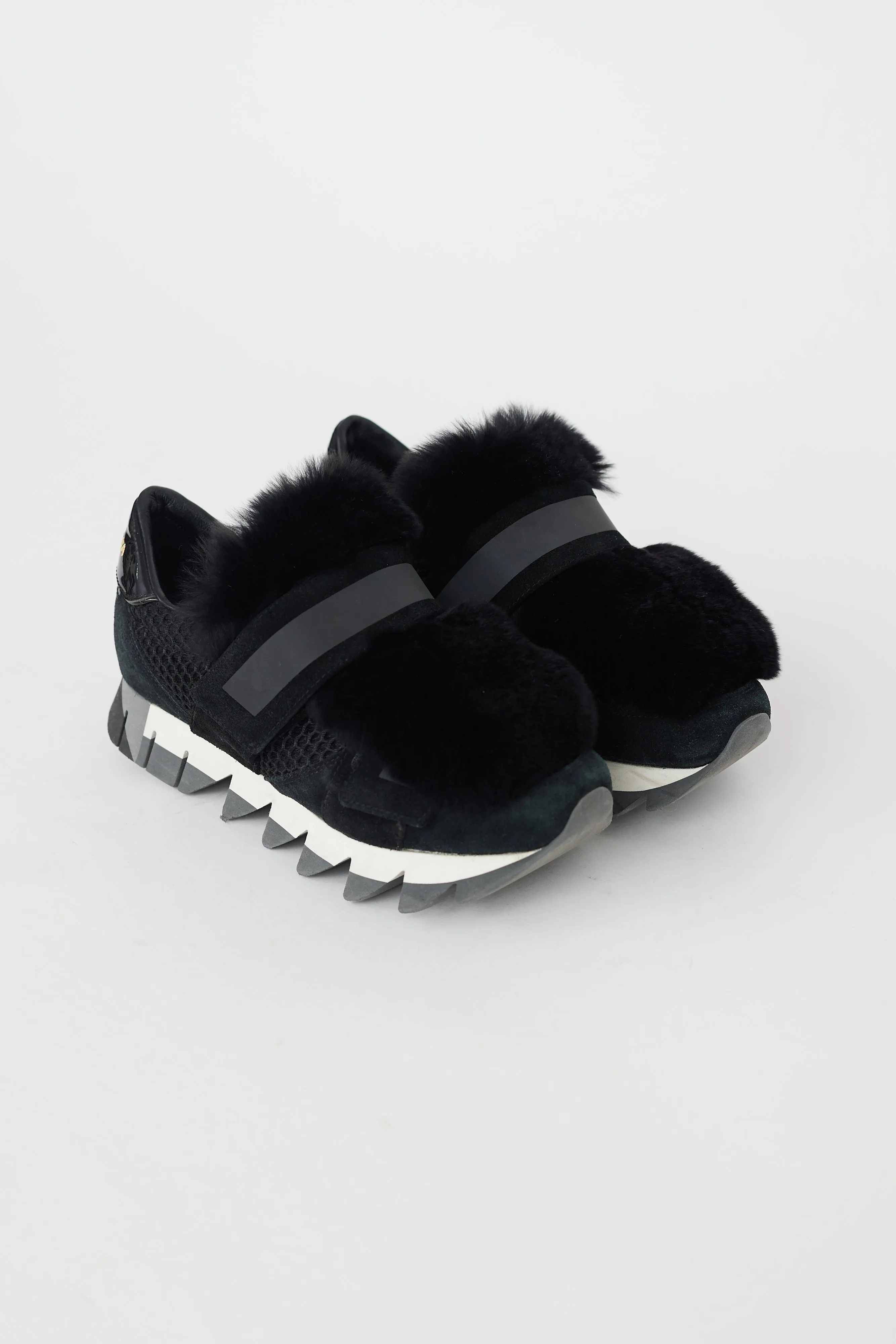 Black Mesh & Fur Sneaker