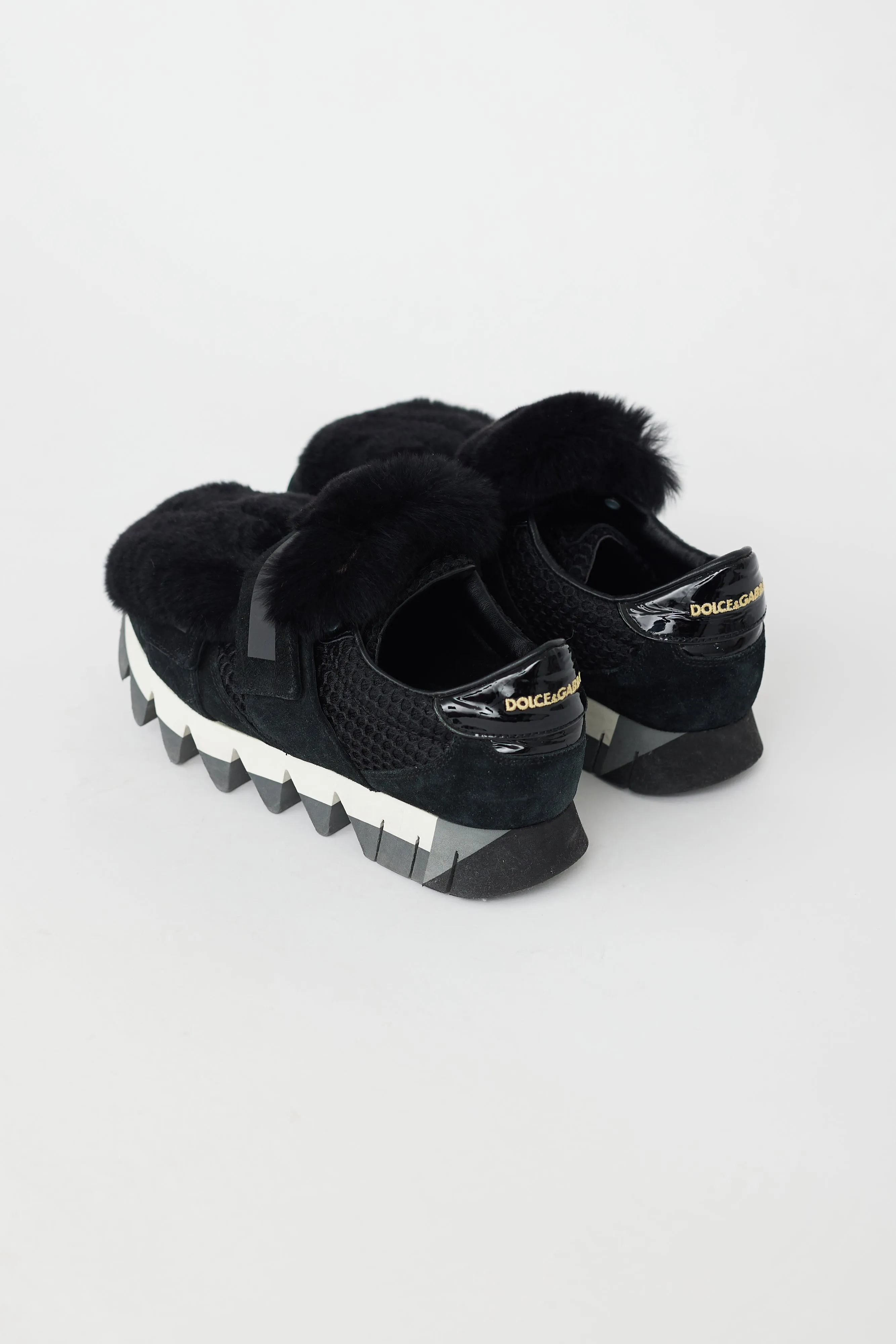 Black Mesh & Fur Sneaker