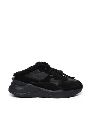 Black Mesh and Suede Sneakers