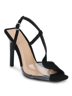 Black Micro Perspex Strappy Stilettos