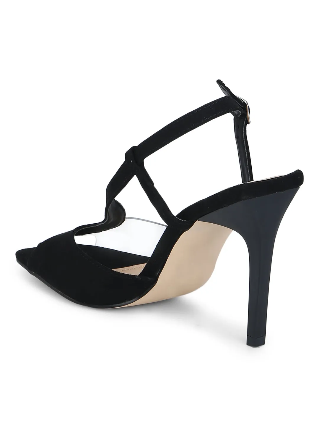 Black Micro Perspex Strappy Stilettos