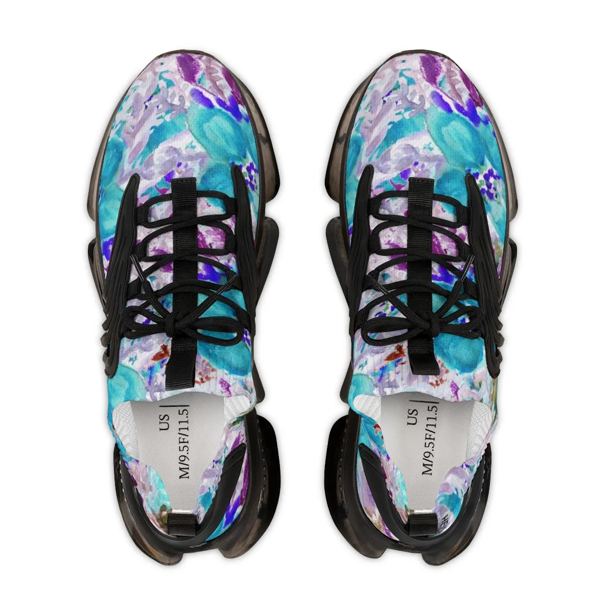 Blue Floral Print Men's Shoes, Best Comfy Men's Mesh Sports Sneakers Shoes (US Size: 5-12)