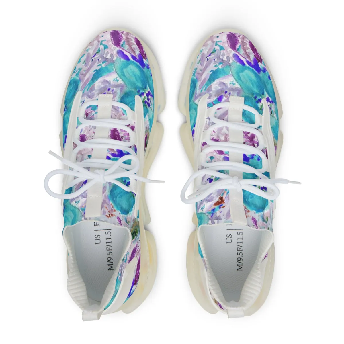 Blue Floral Print Men's Shoes, Best Comfy Men's Mesh Sports Sneakers Shoes (US Size: 5-12)