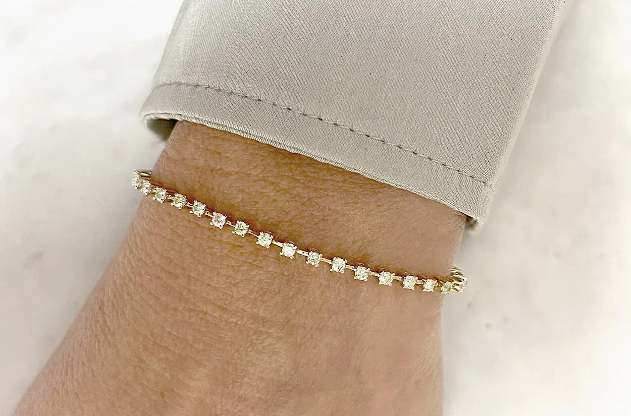 Bracelet 14kt Yellow Gold & Diamonds Bar Tennis