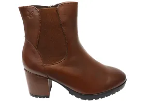 Caprice Jessie Womens Extra Wide Comfort Mid Heel Leather Ankle Boots