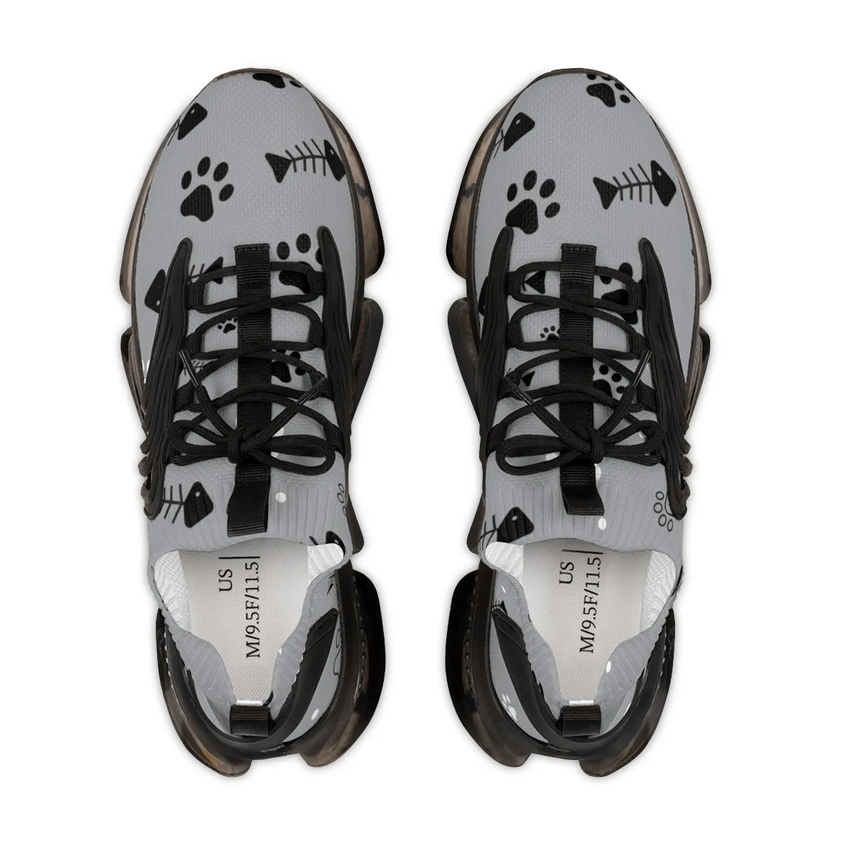 Cat Paw Print Men's Shoes, Best Comfy Cat Pattern Print Men's Mesh Sports Sneakers Shoes (US Size: 5-12)