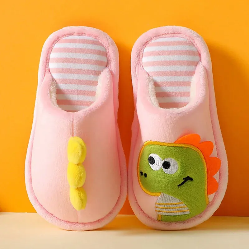 Children Cotton Slipper Cartoon Dinosaur Soft Autumn Winter Warm Princess Baby Boy Girl Shoe Indoor Home Bedroom Cotton Shoes