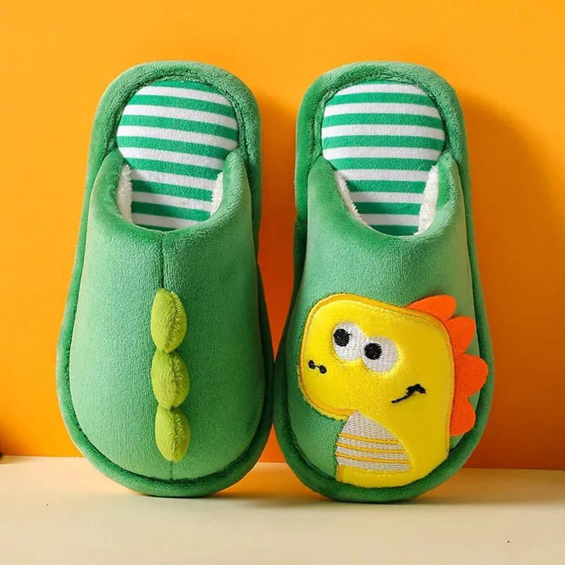 Children Cotton Slipper Cartoon Dinosaur Soft Autumn Winter Warm Princess Baby Boy Girl Shoe Indoor Home Bedroom Cotton Shoes