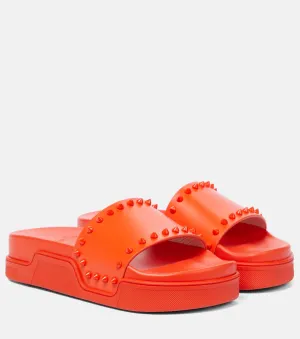 Christian Louboutin pool slides, orange