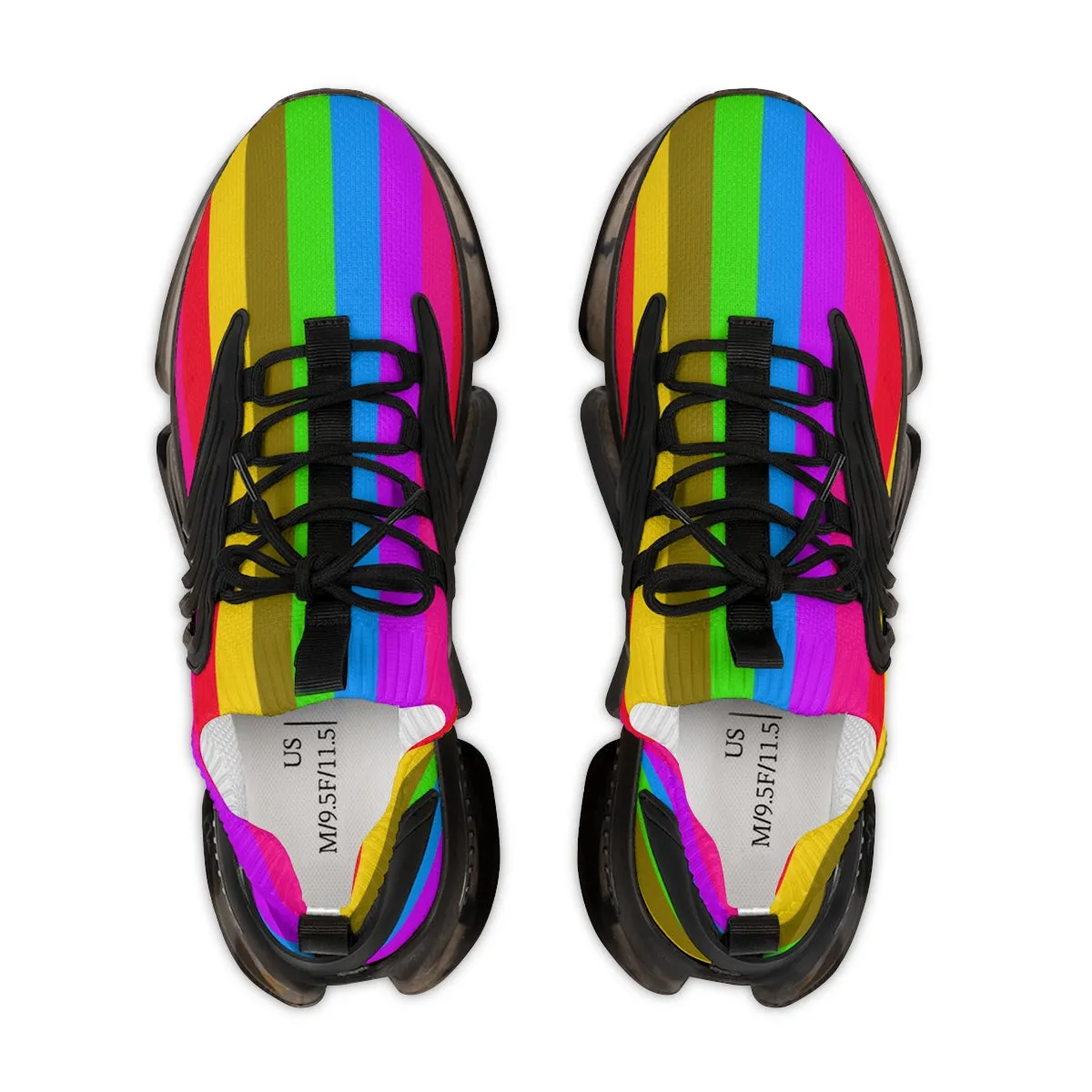 Colorful Rainbow Striped Men's Shoes, Gay Pride Fun Colorful Best Comfy Men's Mesh Sports Sneakers