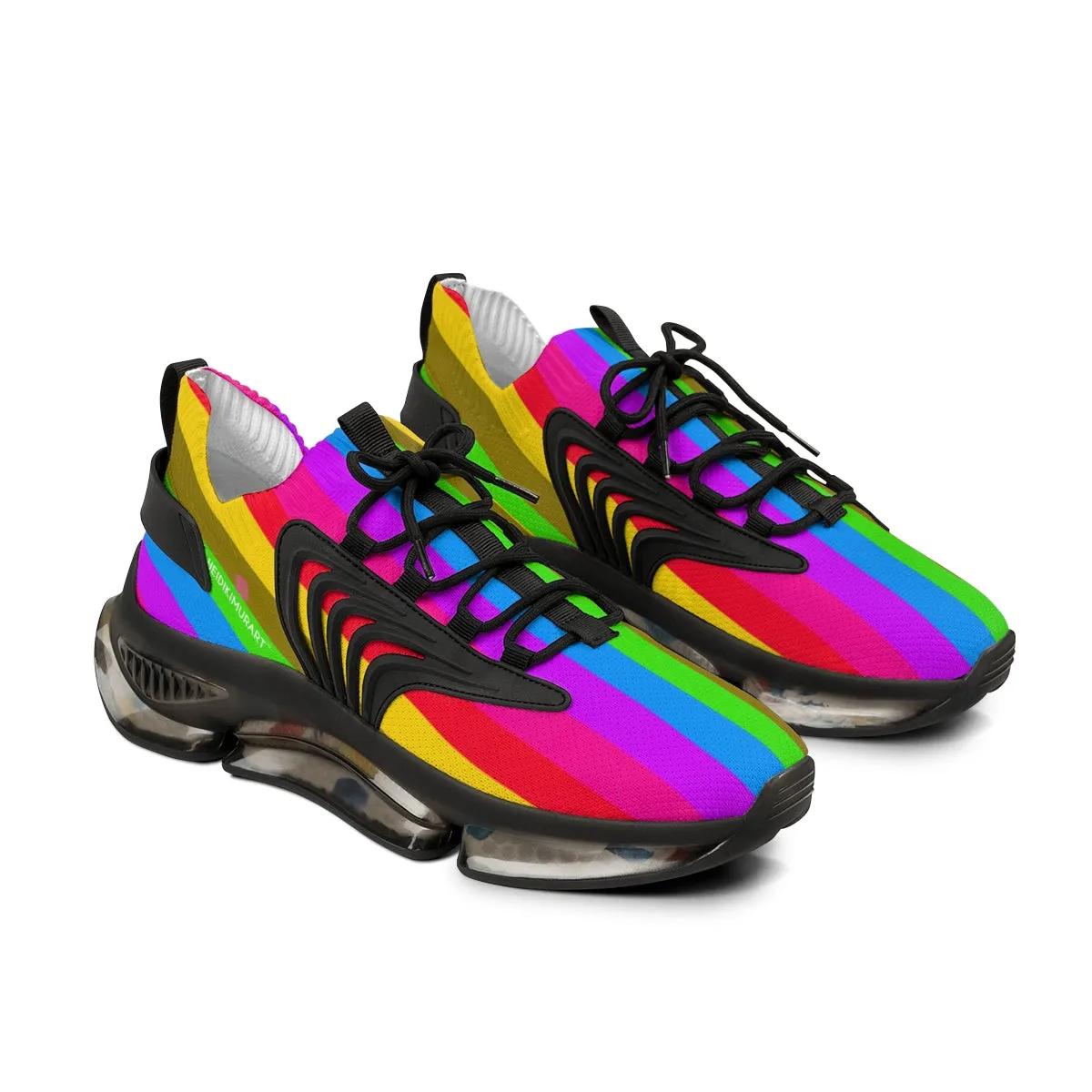 Colorful Rainbow Striped Men's Shoes, Gay Pride Fun Colorful Best Comfy Men's Mesh Sports Sneakers