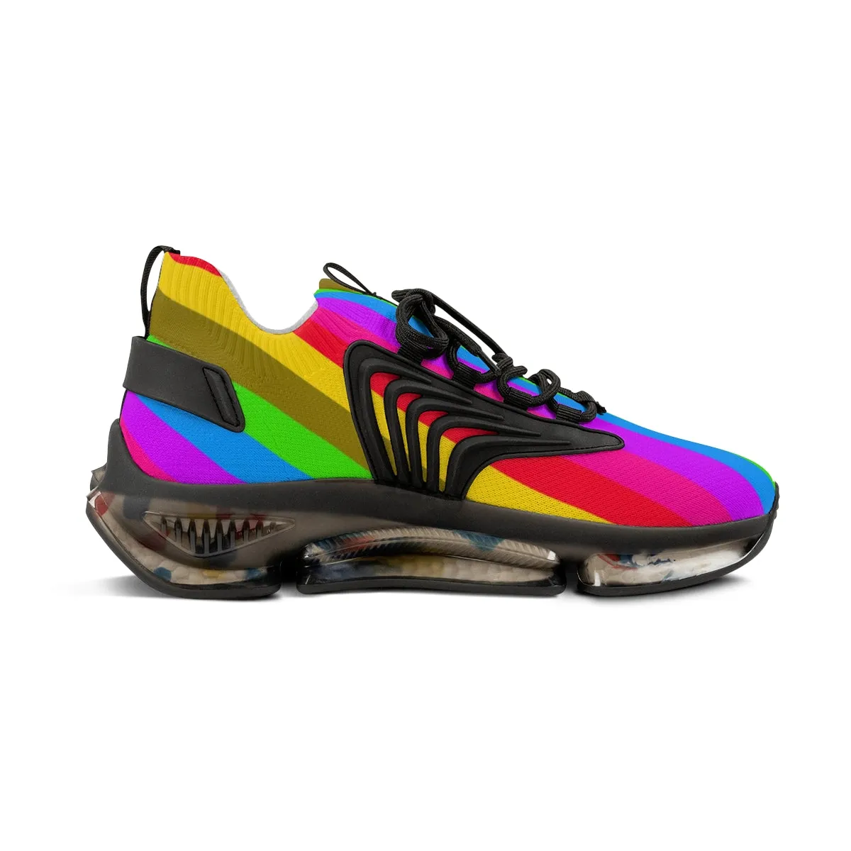 Colorful Rainbow Striped Men's Shoes, Gay Pride Fun Colorful Best Comfy Men's Mesh Sports Sneakers