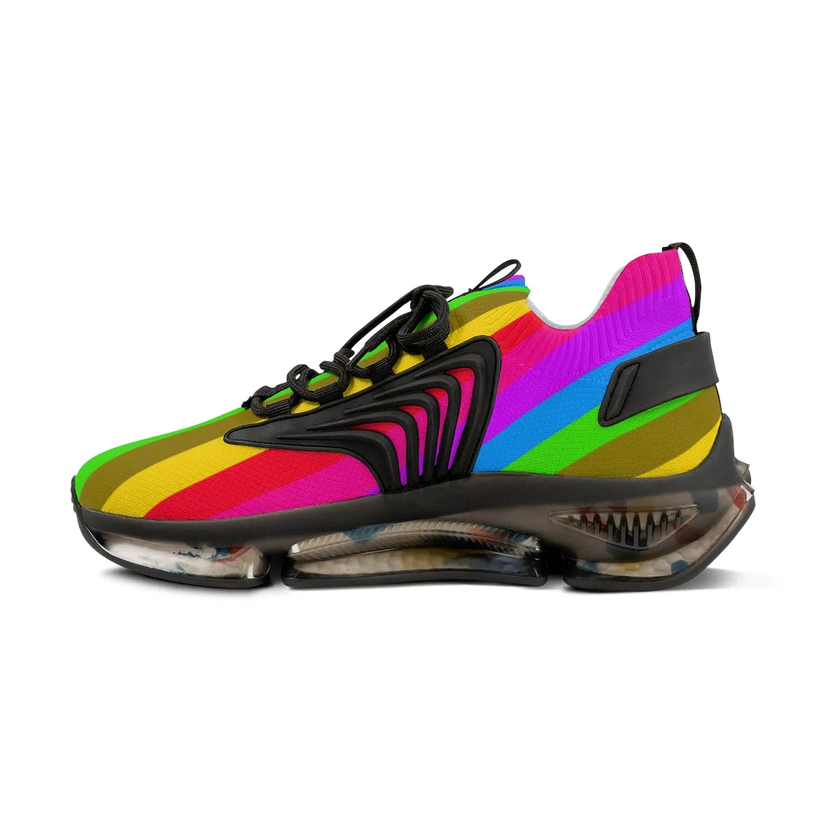 Colorful Rainbow Striped Men's Shoes, Gay Pride Fun Colorful Best Comfy Men's Mesh Sports Sneakers