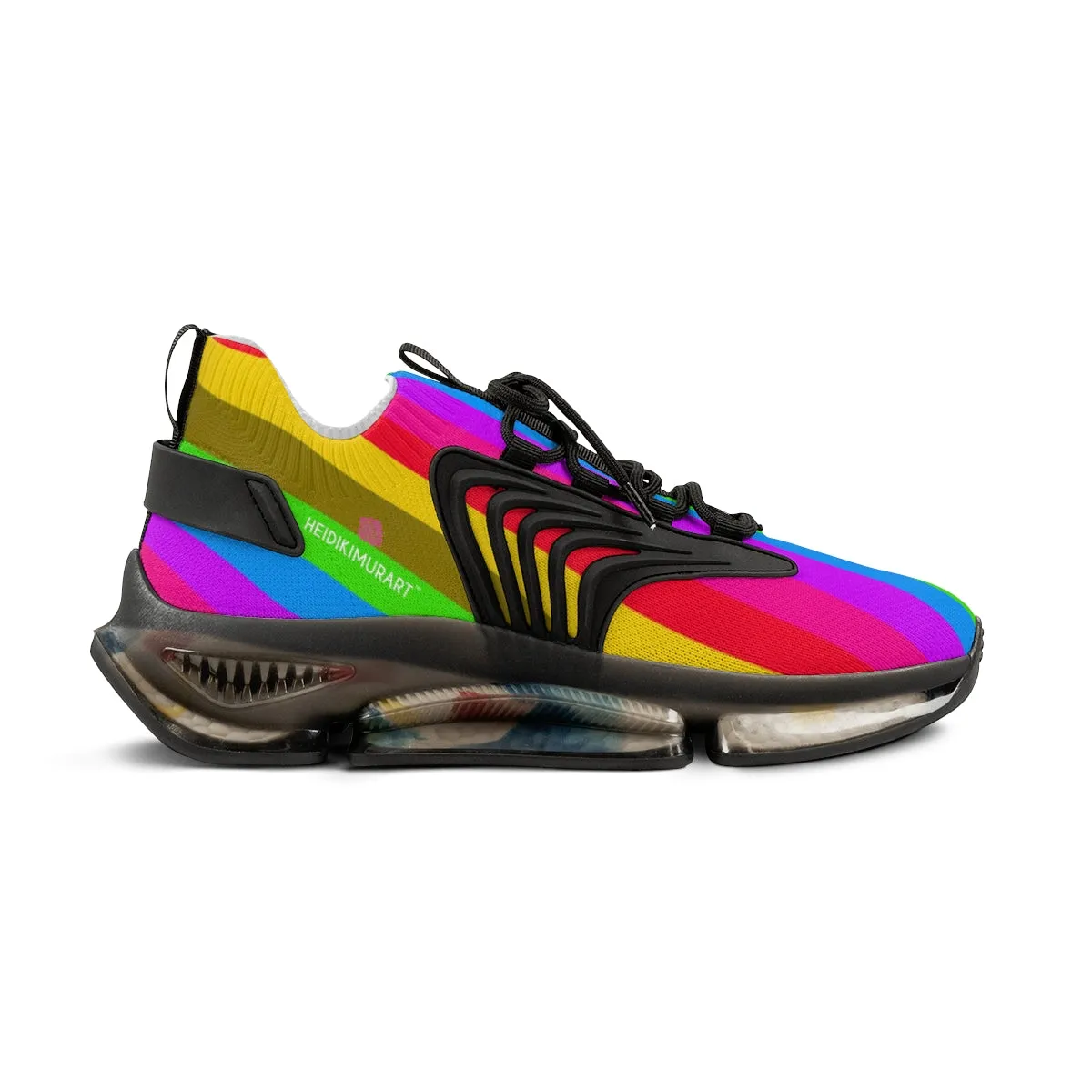 Colorful Rainbow Striped Men's Shoes, Gay Pride Fun Colorful Best Comfy Men's Mesh Sports Sneakers