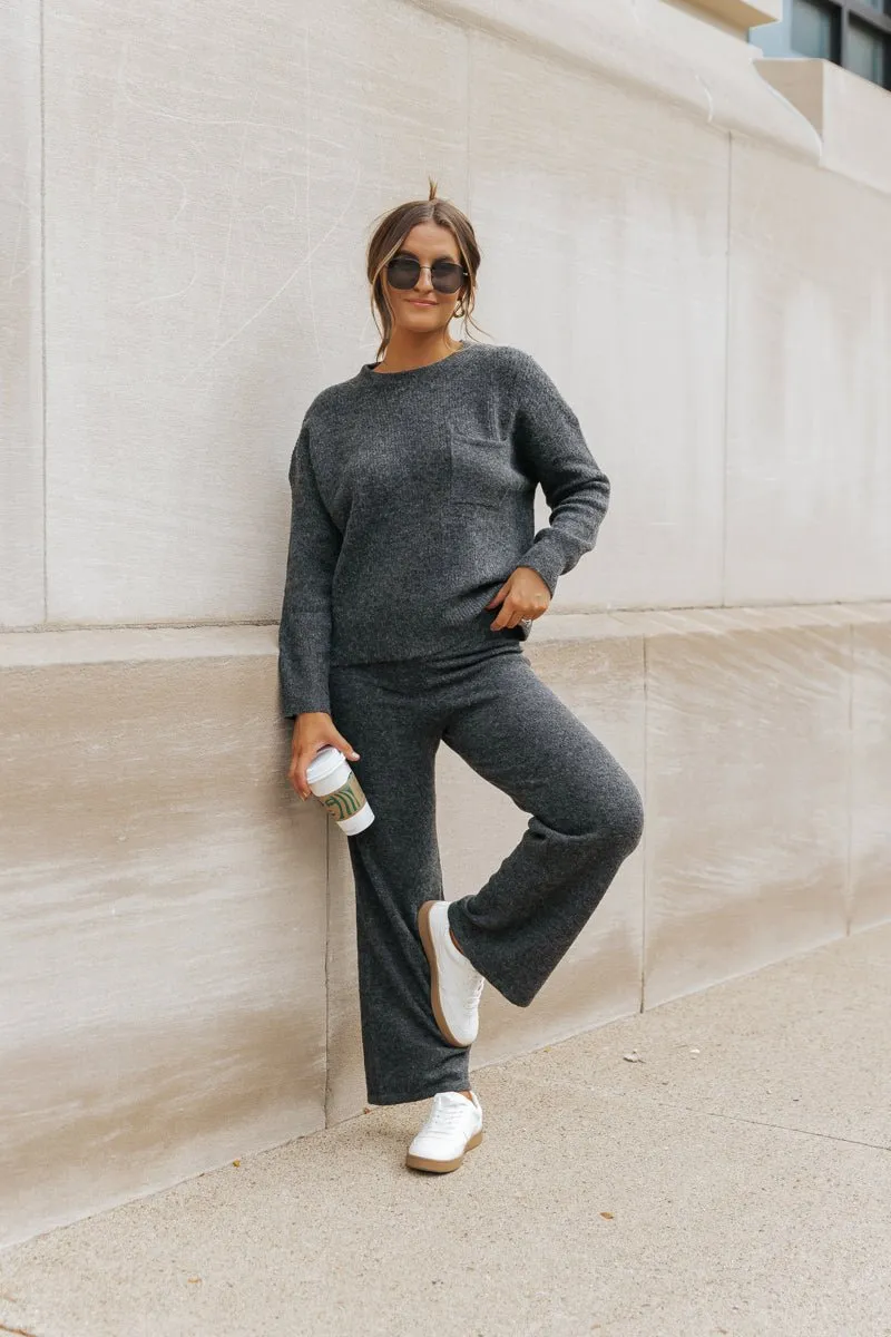 Comfy Lounge Sweater Pants - Charcoal - DOORBUSTER