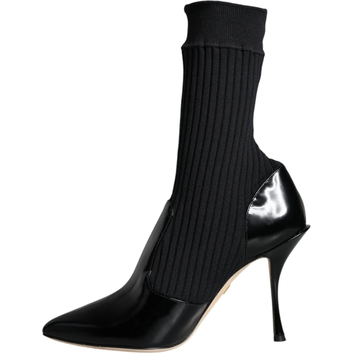 Dolce & Gabbana Black Stretch Stilettos Booties Socks Shoes