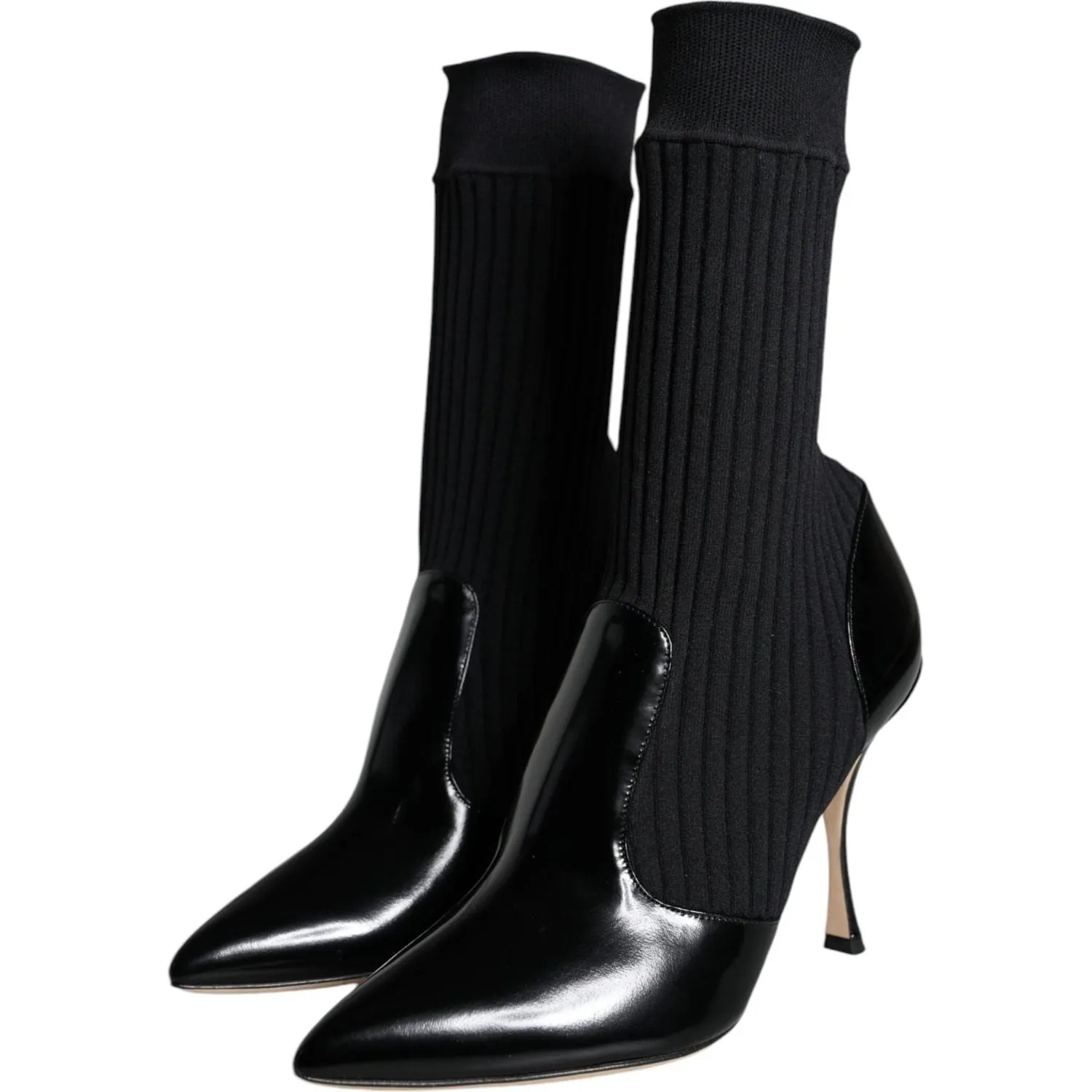 Dolce & Gabbana Black Stretch Stilettos Booties Socks Shoes