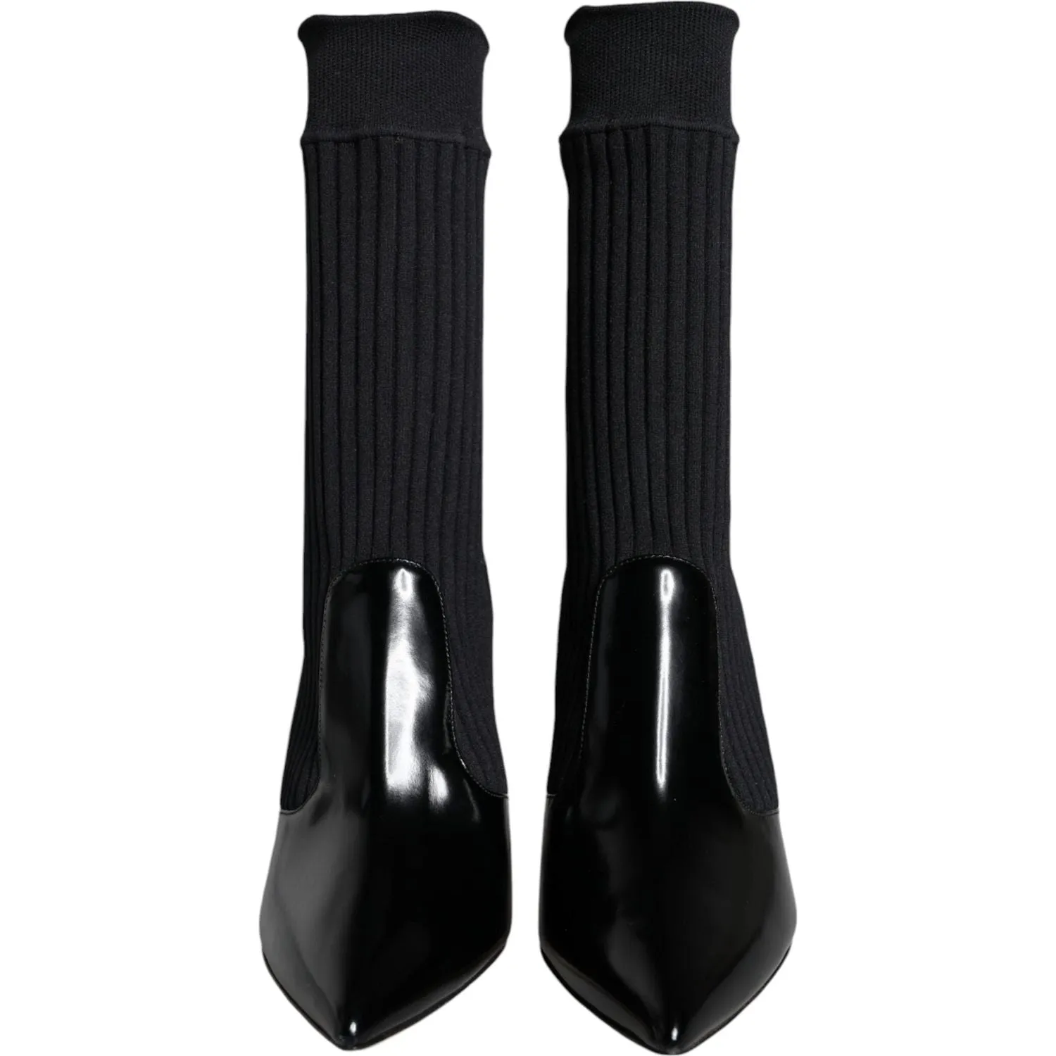 Dolce & Gabbana Black Stretch Stilettos Booties Socks Shoes