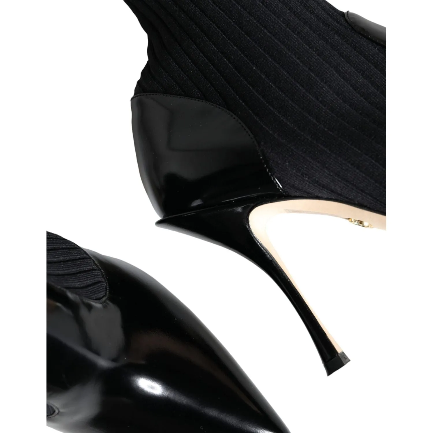 Dolce & Gabbana Black Stretch Stilettos Booties Socks Shoes