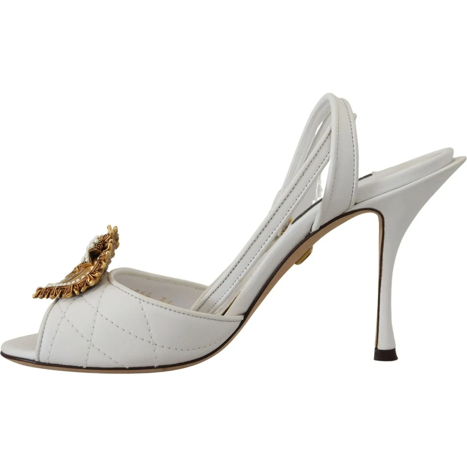 Dolce & Gabbana Devotion Embellished White Leather Stilettos