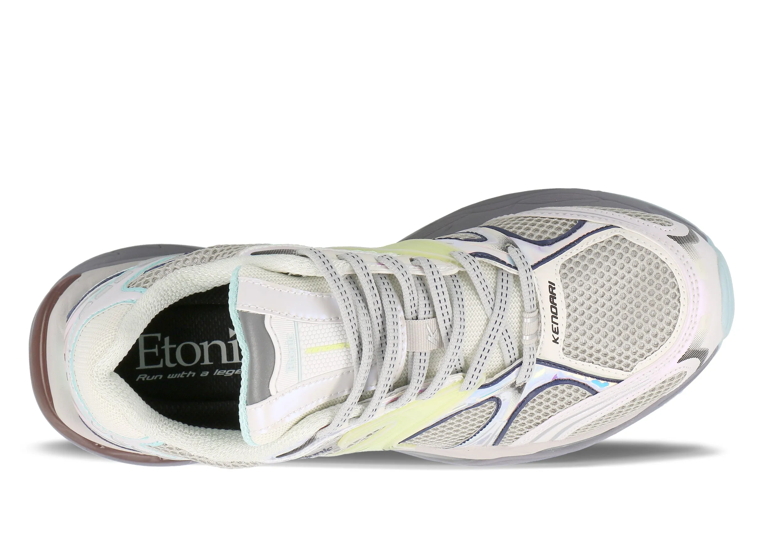 Etonic Kendari 3.0 sneakers in grey mesh and opalescent leather inserts with light blue details.