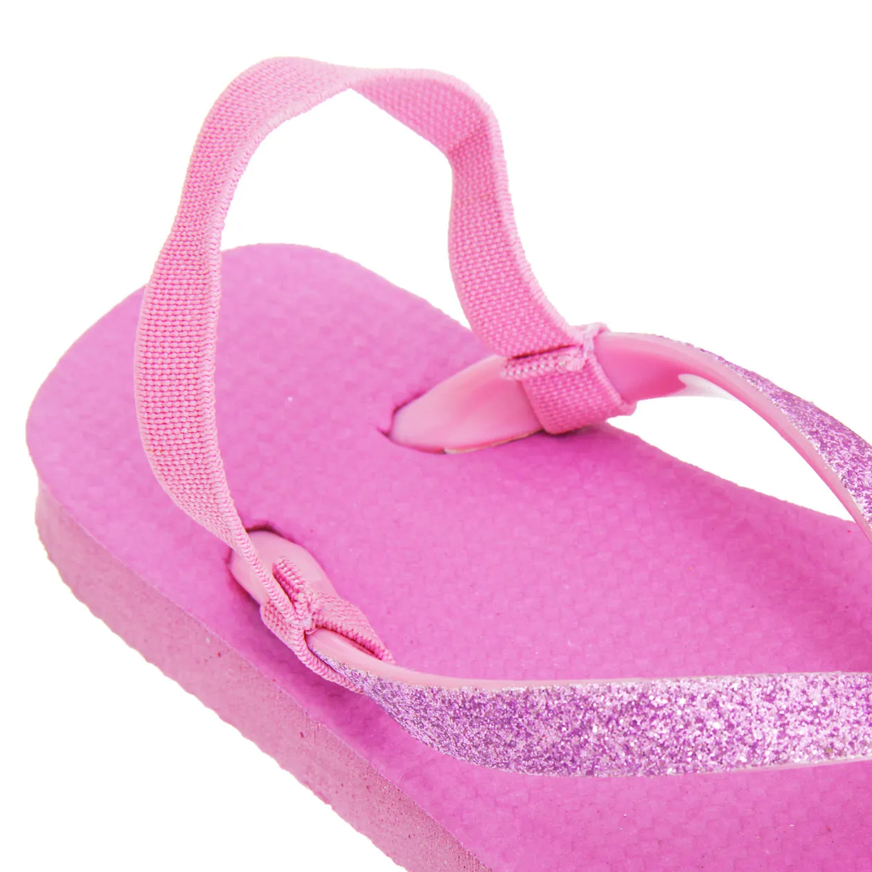 FLOSO Childrens Girls Plain Toe Post Flip Flops With Glitter Strap