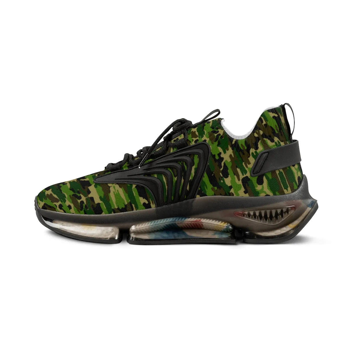 Green Camo Print Men's Shoes, Green Camouflaged Army Print Comfy Men's Mesh Sports Sneakers