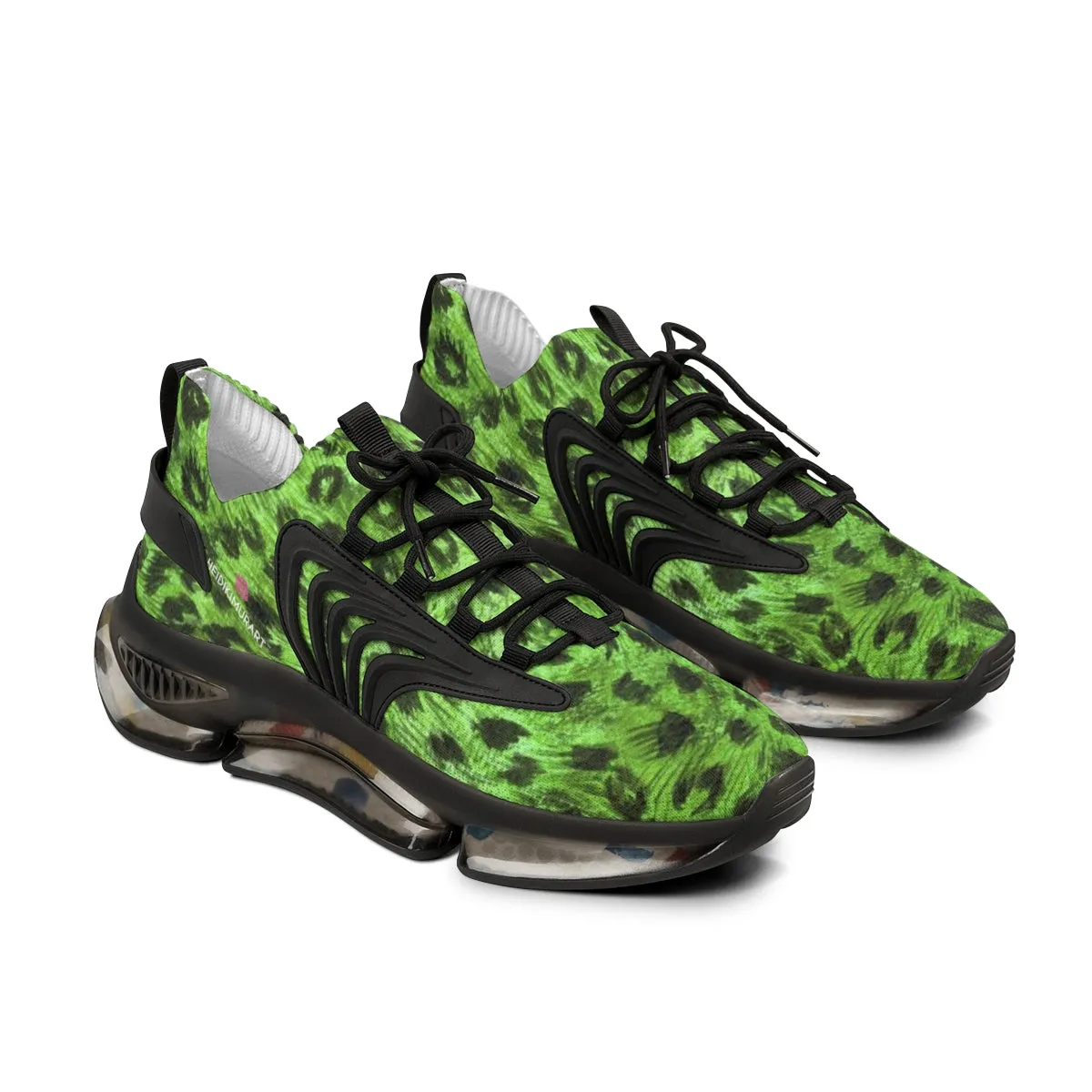 Green Leopard Print Men's Shoes, Best Leopard Animal Print Comfy Men's Mesh Sports Sneakers