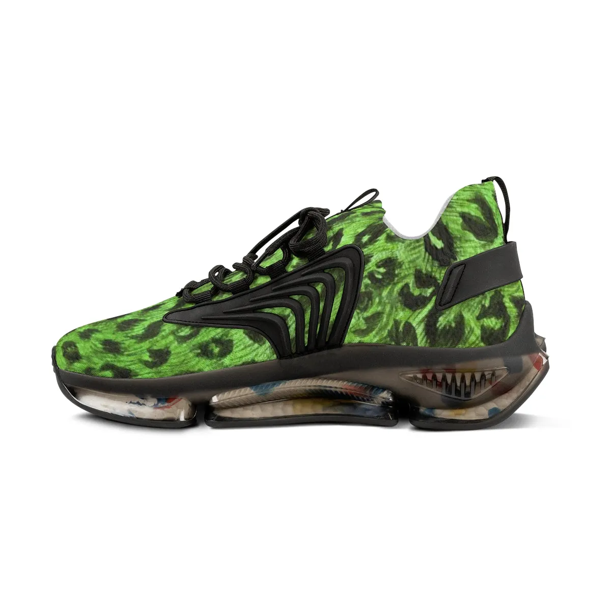 Green Leopard Print Men's Shoes, Best Leopard Animal Print Comfy Men's Mesh Sports Sneakers