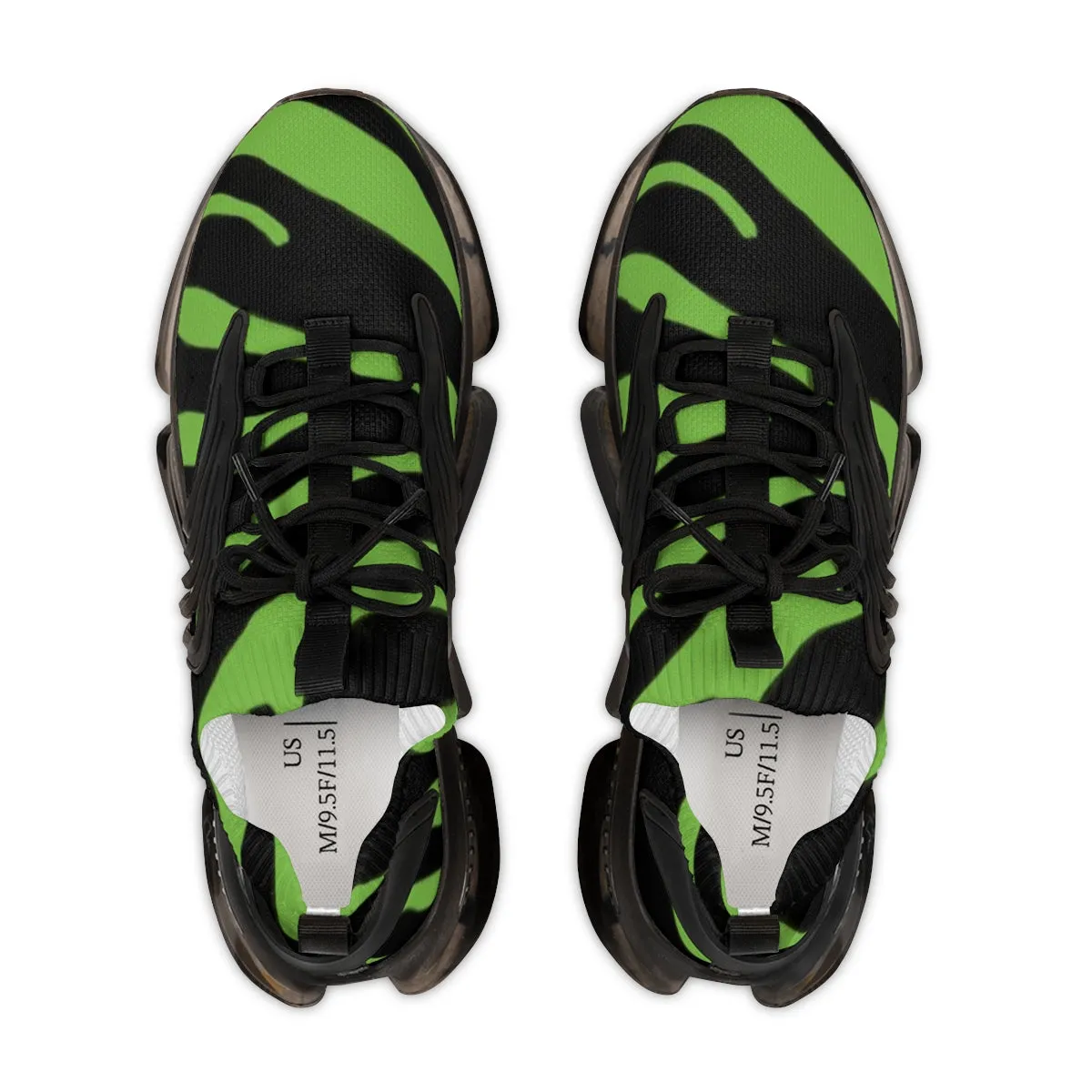 Green Zebra Print Men's Shoes, Best Zebra Stripes Animal Print Comfy Men's Mesh Sports Sneakers