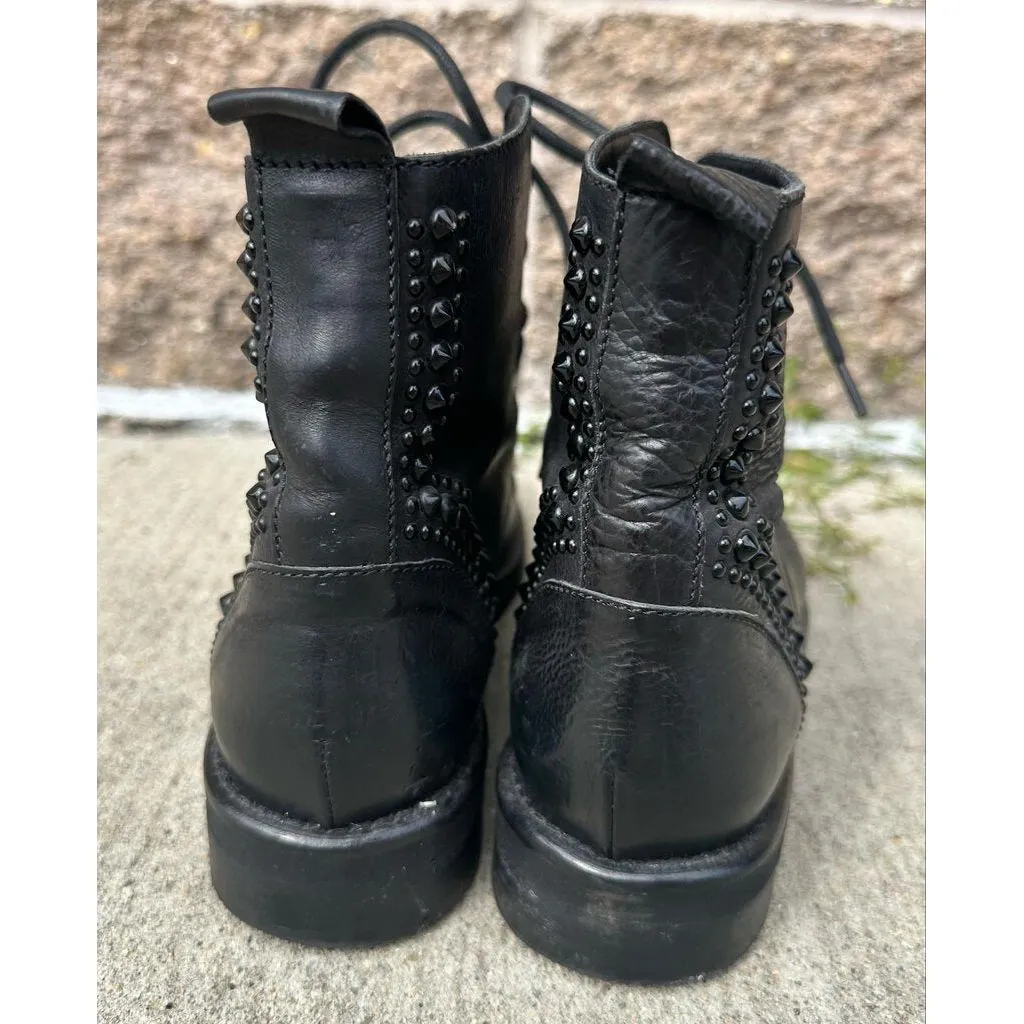 Just Juice Leather Studded Combat Booties - Size 37