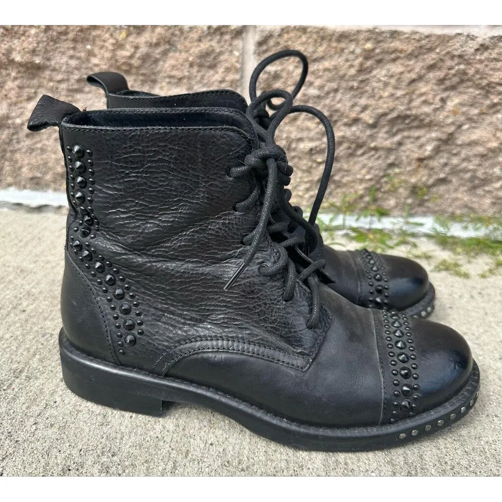 Just Juice Leather Studded Combat Booties - Size 37