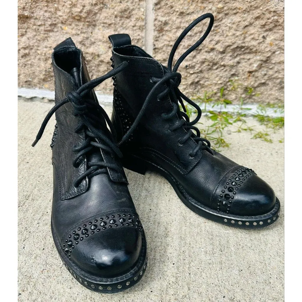 Just Juice Leather Studded Combat Booties - Size 37