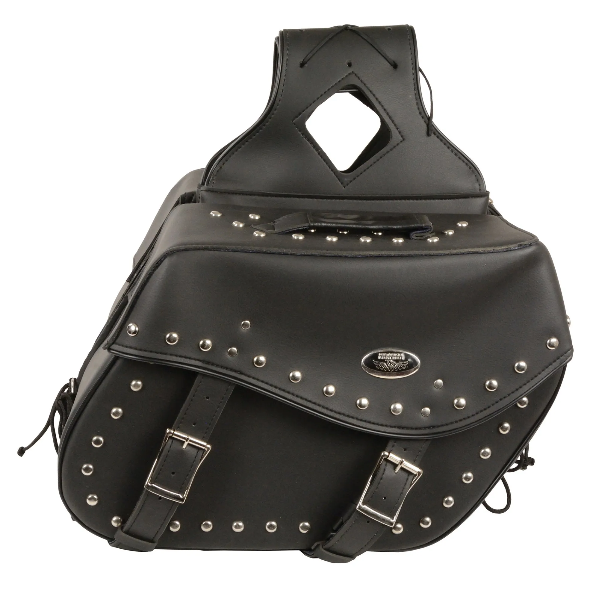 Large Zip-Off PVC Studded Throw Over Saddle Bag (15X12X7X22)