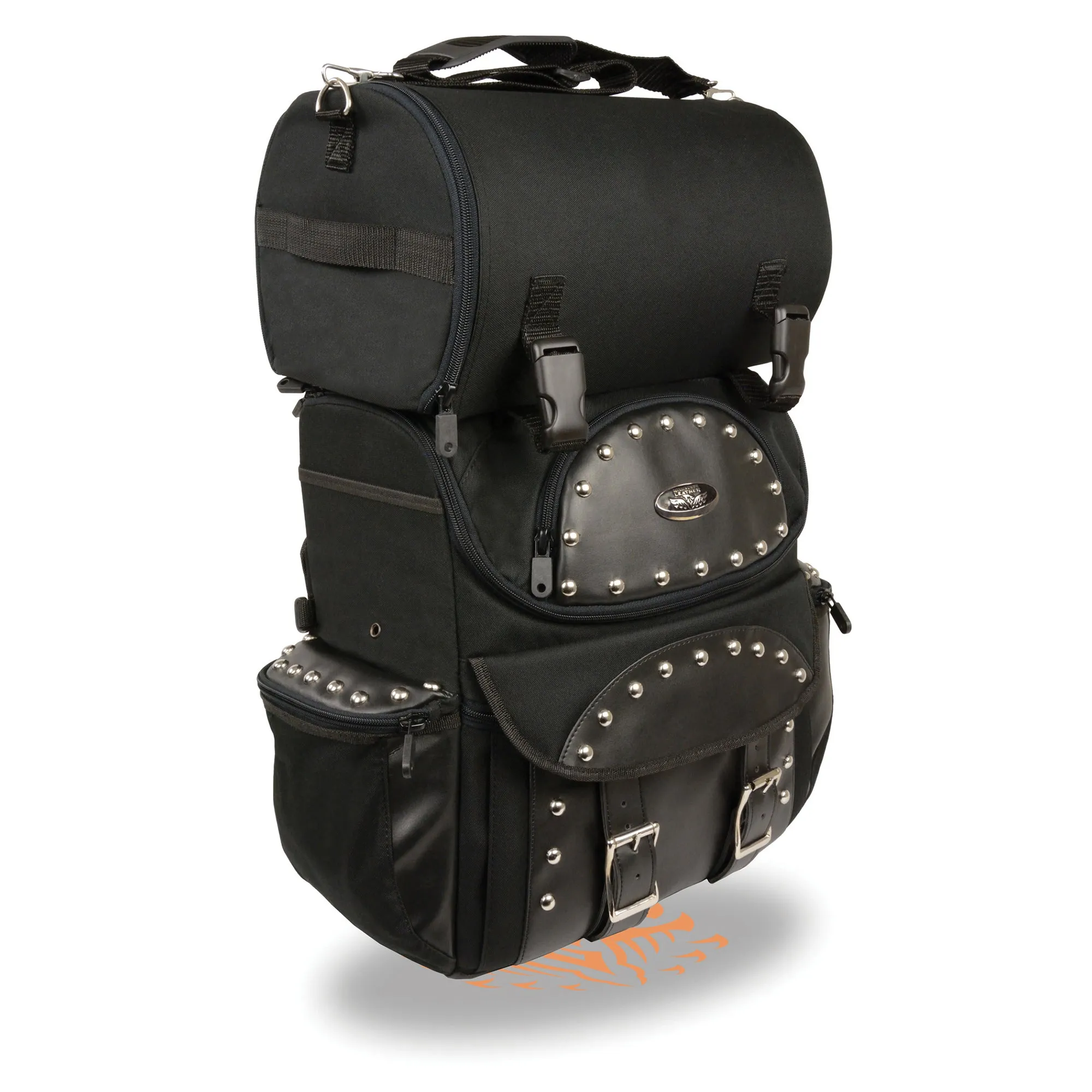 Medium Textile Two Piece Studded Touring Sissy Bar Bag (14X15X7)