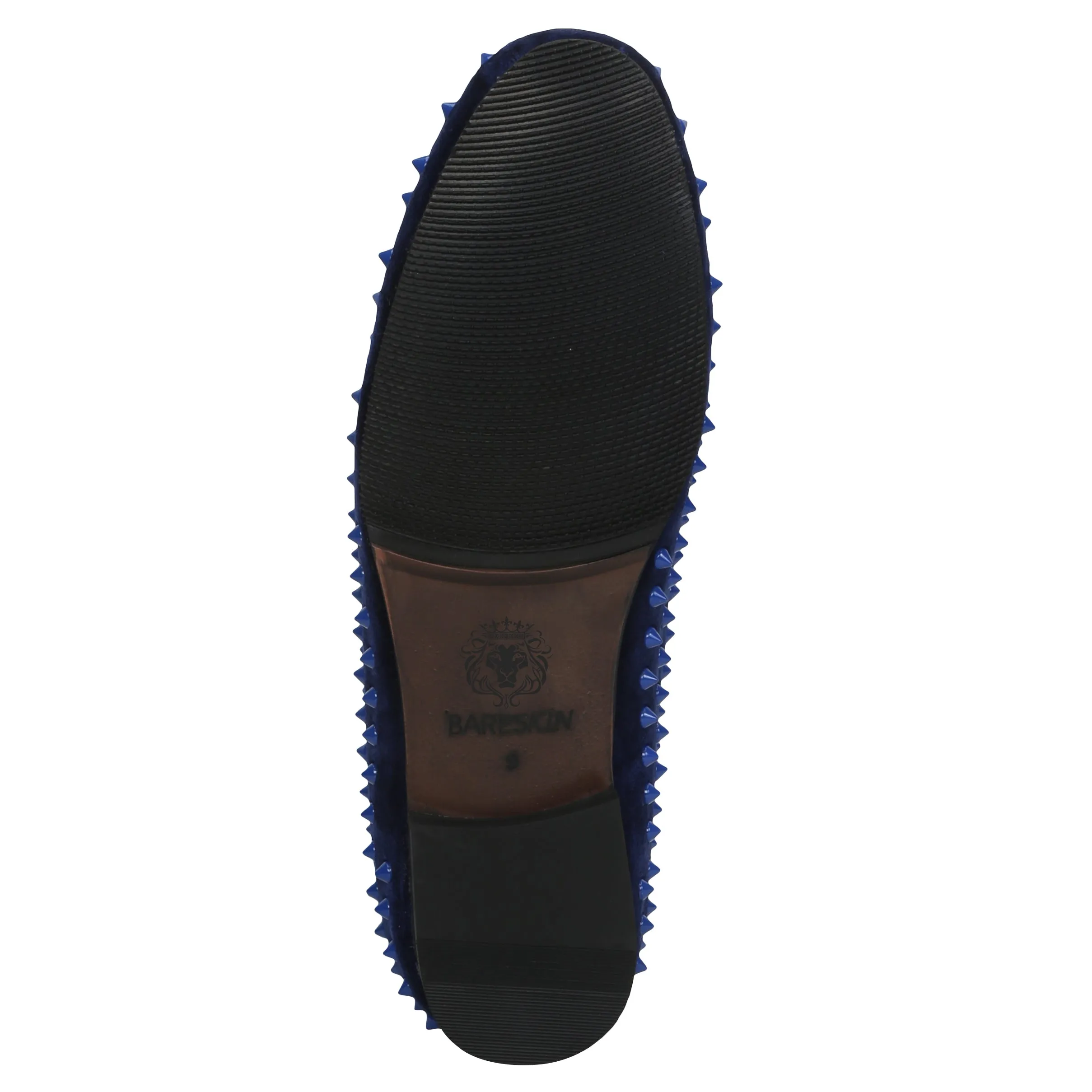 Men Blue Studded Velvet Slip-On Shoes