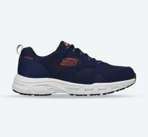 Men's Wide Fit Skechers 237348 Oak Canyon Sunfair Trekking Low Cut Trainers - Navy/Orange