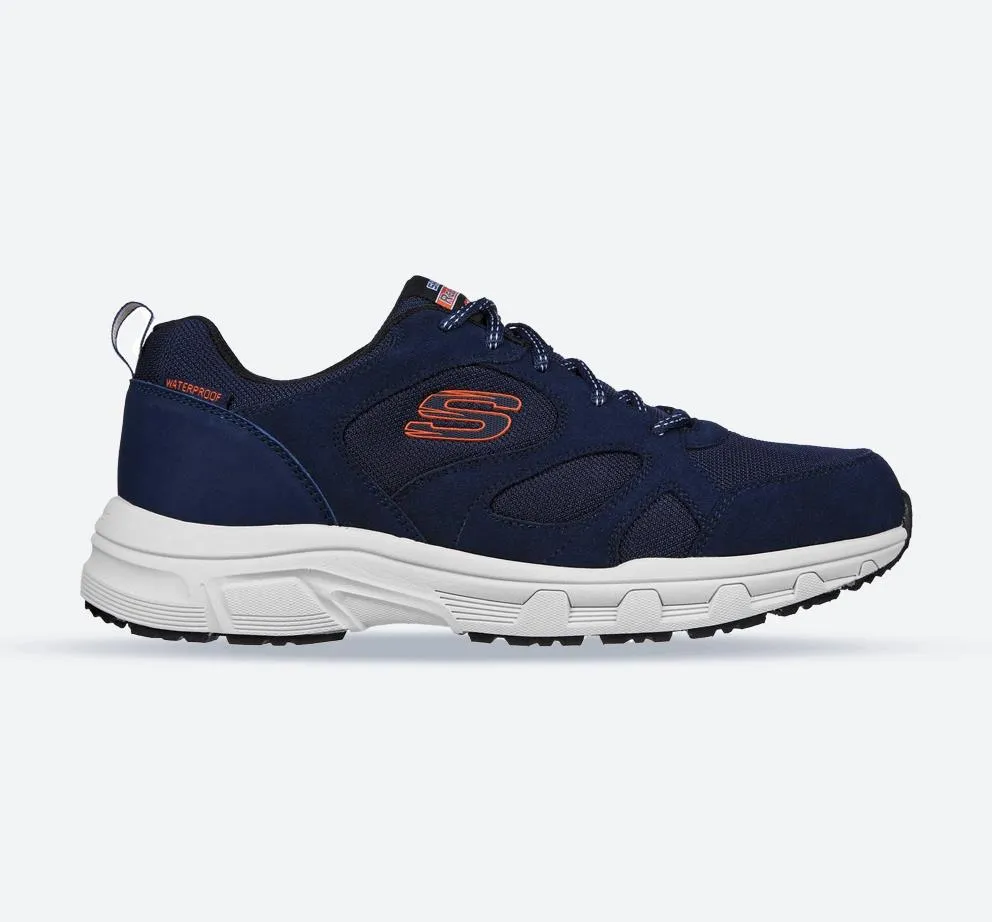 Men's Wide Fit Skechers 237348 Oak Canyon Sunfair Trekking Low Cut Trainers - Navy/Orange