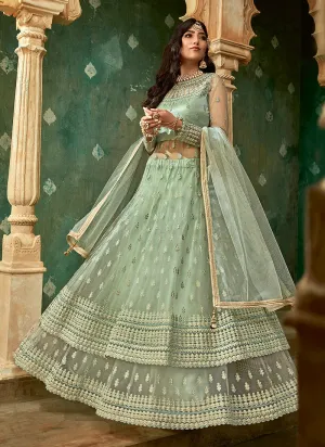 Mint Green Designer Wedding Lehenga Style Anarkali Suit