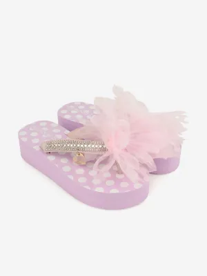 Monnalisa Diamante Flower Flip Flops