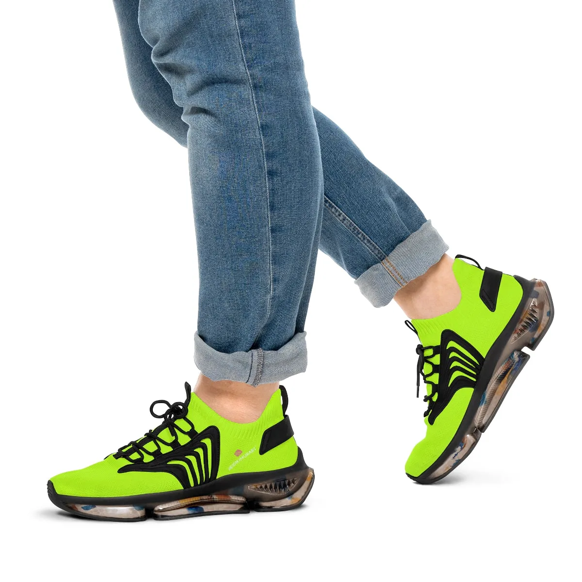 Neon Green Color Men's Shoes, Best Green Color Premium Comfy Men's Mesh Sports Sneakers Shoes Footwear