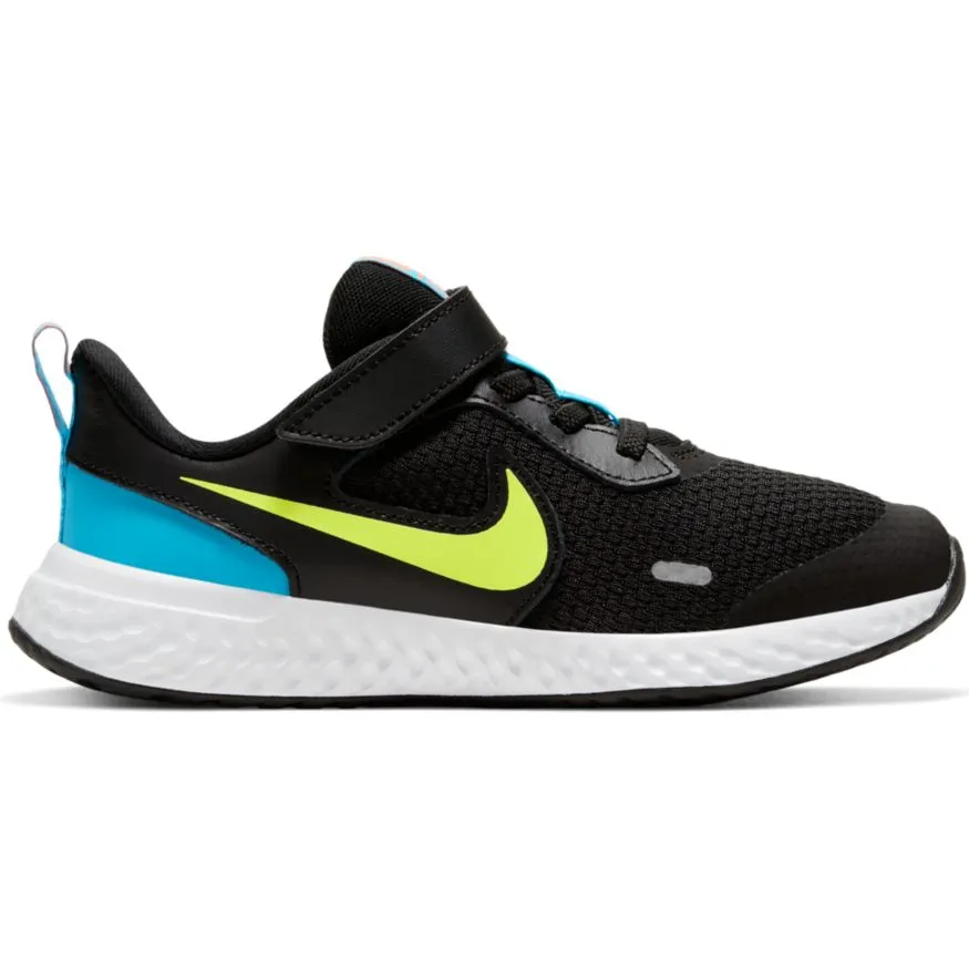 Nike Black/Lemon Venom/Laser Blue Revolution 5 A/C Children's Sneaker