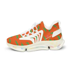 Orange Green Crane Men's Shoes, Best Comfy Men's Mesh Sports Sneakers Shoes (US Size: 5-12)