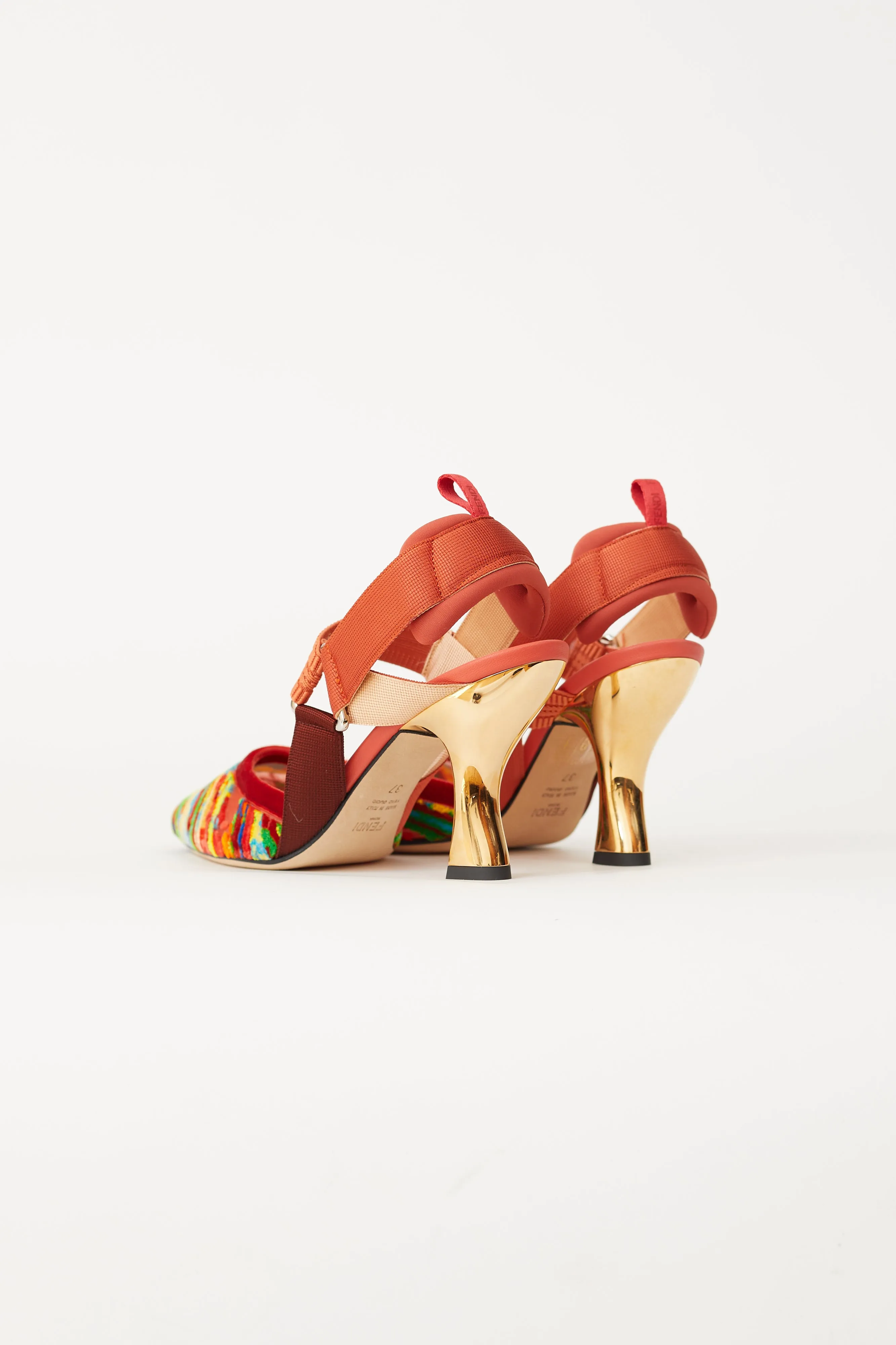 Orange Multi Colibri Velvet Slingback Heel